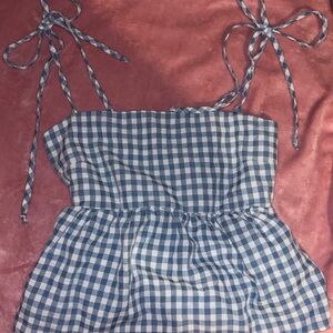 Blue and White Gingham Top